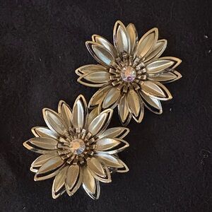 Dazzling Floral Crystal Clip On Earrings Set